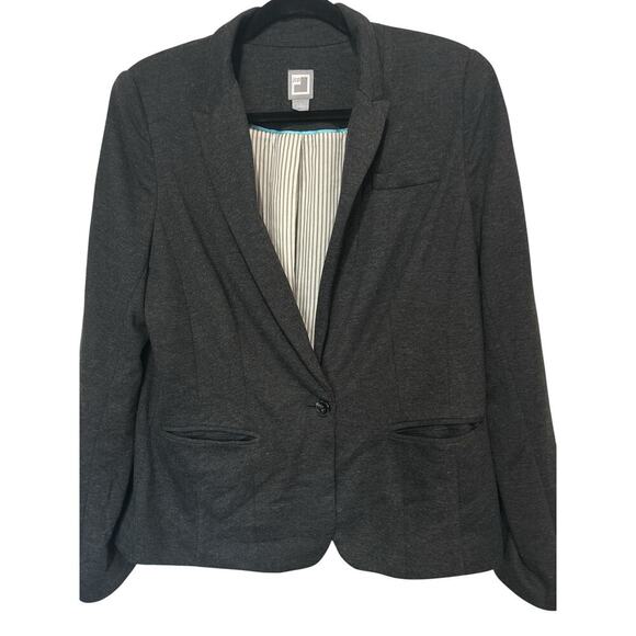 JCP Dark Gray Blazer Large EUC One Button Workwear Career Classic Style - Picture 3 of 5